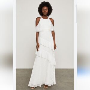 BCBG MaxAzria Cold-Shoulder Chiffon Maxi Dress Size 4